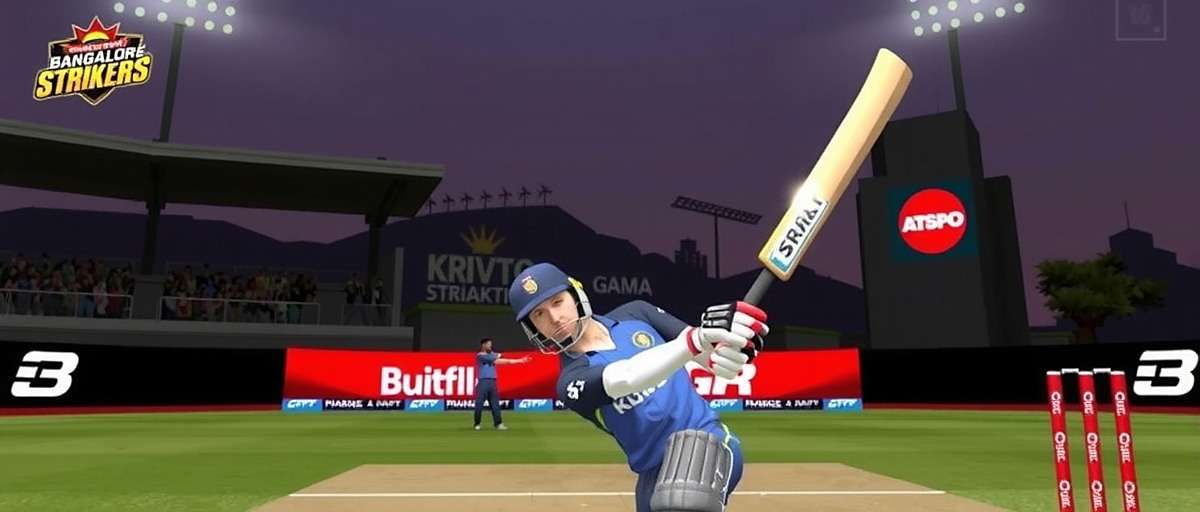 Bangalore Strikers Gameplay Action Bangalore Strikers gameplay showing a batsman hitting a six during a match