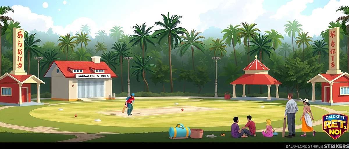 Bangalore Strikers Village Cricket Update Concept art for Bangalore Strikers village cricket update showing rural cricket ground