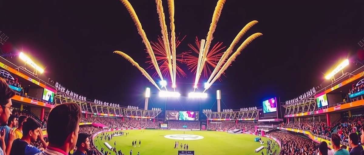 Bangalore Strikers Diwali Celebration Event Bangalore Strikers Diwali event showing stadium decorated with lights and fireworks