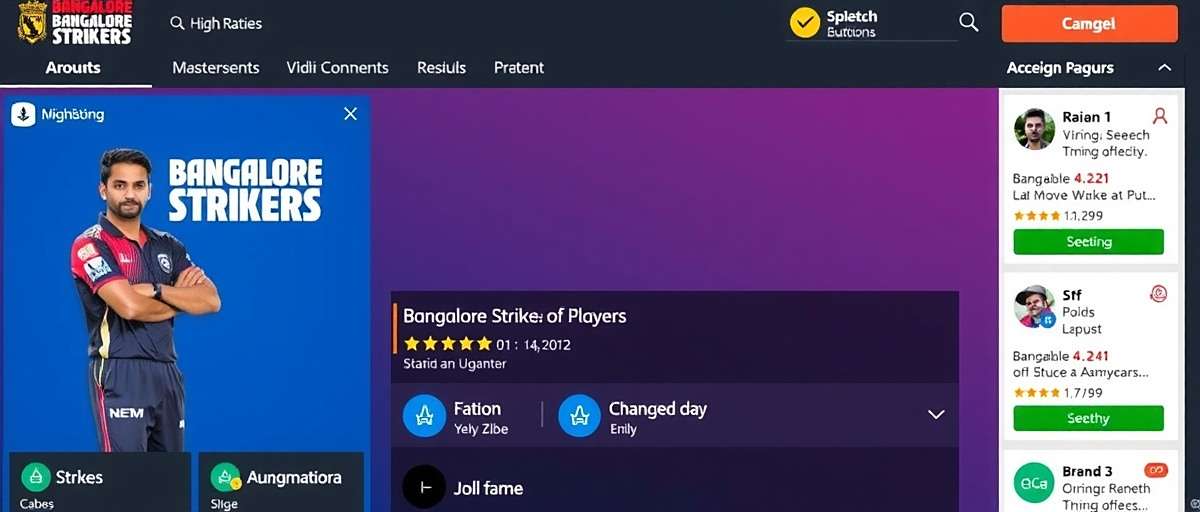 Bangalore Strikers Player Reviews Screenshot of Bangalore Strikers player reviews showing high ratings
